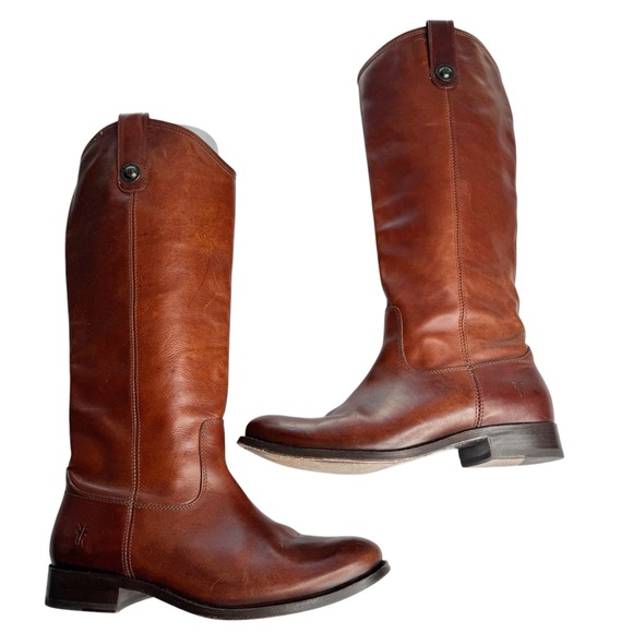 Frye Melissa Button Brown 100% Leather Riding Boots B 77167